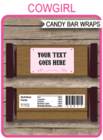 Cowgirl Hershey Candy Bar Wrappers | Birthday Party Favors | Personalized Candy Bars | Editable Template | INSTANT DOWNLOAD $3.00 via simonemadeit.com