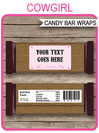 Cowgirl Hershey Candy Bar Wrappers | Personalized Candy Bars