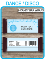 Blue Disco Hershey Candy Bar Wrappers | Birthday Party Favors | Personalized Candy Bars | Editable Template | INSTANT DOWNLOAD $3.00 via simonemadeit.com
