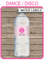 Disco Party Water Bottle Labels template – pink