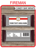 Fireman Hershey Candy Bar Wrappers | Birthday Party Favors | Personalized Candy Bars | Editable Template | INSTANT DOWNLOAD $3.00 via simonemadeit.com