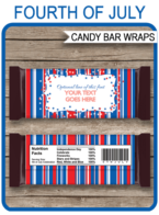 Fourth of July Hershey Candy Bar Wrappers template