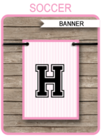 Soccer Party Banner template – pink