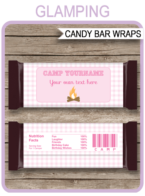 Glamping Hershey Candy Bar Wrappers | Birthday Party Favors | Personalized Candy Bars | Editable Template | INSTANT DOWNLOAD $3.00 via simonemadeit.com