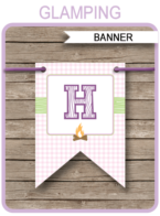 Glamping Party Pennant Banner Template - Glam Camping Bunting - Happy Birthday Banner - Birthday Party - Editable and Printable DIY Template - INSTANT DOWNLOAD $4.50 via simonemadeit.com