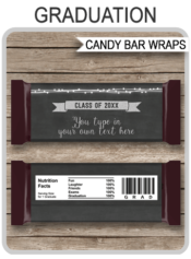 Graduation Hershey Candy Bar Wrappers | Chalkboard & Silver Glitter | Personalized Candy Bars | Editable Template | INSTANT DOWNLOAD $3.00 via simonemadeit.com