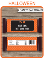 Halloween Hershey Candy Bar Wrappers | Halloween Favors | Personalized Candy Bars | Editable Template | INSTANT DOWNLOAD $3.00 via simonemadeit.com