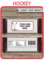 Hockey Hershey Candy Bar Wrappers | Red Black | Birthday Party Favors | Personalized Candy Bars | Editable Template | INSTANT DOWNLOAD $3.00 via simonemadeit.com