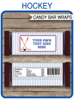 Hockey Party Hershey Candy Bar Wrappers | Red Blue | Birthday Party Favors | Personalized Candy Bars | Editable Template | INSTANT DOWNLOAD $3.00 via simonemadeit.com