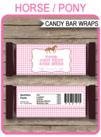 Horse Pony Hershey Candy Bar Wrappers | Birthday Party Favors | Personalized Candy Bars | Editable Template | INSTANT DOWNLOAD $3.00 via simonemadeit.com