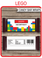 Lego Hershey Candy Bar Wrappers | Birthday Party Favors | Personalized Candy Bars | Editable Template | INSTANT DOWNLOAD $3.00 via simonemadeit.com