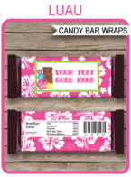 Luau Hershey Candy Bar Wrappers | Birthday Party Favors | Personalized Candy Bars | Editable Template | INSTANT DOWNLOAD $3.00 via simonemadeit.com