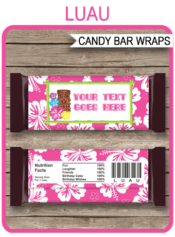 Luau Hershey Candy Bar Wrappers | Birthday Party Favors | Personalized Candy Bars | Editable Template | INSTANT DOWNLOAD $3.00 via simonemadeit.com