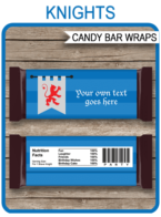 Medieval Knight Hershey Candy Bar Wrappers | Birthday Party Favors | Personalized Candy Bars | Editable Template | INSTANT DOWNLOAD $3.00 via simonemadeit.com