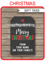 Christmas Chalkboard Gift Tag Templates – red & green