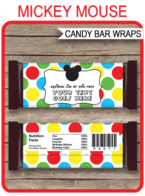 Mickey Mouse Hershey Candy Bar Wrappers | Birthday Party Favors | Personalized Candy Bars | Editable Template | INSTANT DOWNLOAD $3.00 via simonemadeit.com