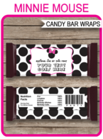 Minnie Mouse Hershey Candy Bar Wrappers | Pink | Birthday Party Favors | Personalized Candy Bars | Editable Template | INSTANT DOWNLOAD $3.00 via simonemadeit.com