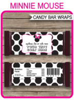 Minnie Mouse Hershey Candy Bar Wrappers | Pink | Birthday Party Favors | Personalized Candy Bars | Editable Template | INSTANT DOWNLOAD $3.00 via simonemadeit.com