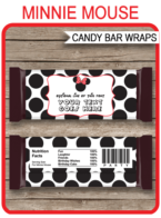 Red Minnie Mouse Hershey Candy Bar Wrappers | Birthday Party Favors | Personalized Candy Bars | Editable Template | INSTANT DOWNLOAD $3.00 via simonemadeit.com