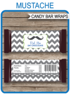 Mustache Hershey Candy Bar Wrappers template