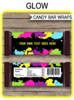 Neon Glow Hershey Candy Bar Wrappers | Birthday Party Favors | Personalized Candy Bars | Chocolate Bar Labels | Editable Template | INSTANT DOWNLOAD $3.00 via simonemadeit.com