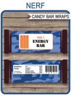 Nerf Hershey Candy Bar Wrappers | Blue Camo | Birthday Party Favors | Personalized Candy Bars | Editable Template | INSTANT DOWNLOAD $3.00 via simonemadeit.com