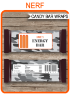 Nerf Party Hershey Candy Bar Wrappers | Camo | Birthday Party Favors | Personalized Candy Bars | Editable Template | INSTANT DOWNLOAD $3.00 via simonemadeit.com