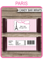 Paris Hershey Candy Bar Wrappers template – pink