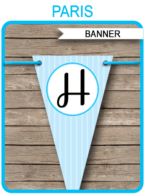 Paris Party Banner template – blue