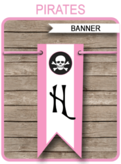 Pirate Girl Party Banner Template - Happy Birthday Bunting Pennants - Editable and Printable DIY Template - INSTANT DOWNLOAD $4.50 via simonemadeit.com