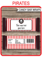 Pirate Hershey Candy Bar Wrappers template – red & black