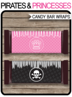 Pirates & Princesses Hershey Candy Bar Wrappers | Birthday Party Favors | Personalized Candy Bars | Editable Template | INSTANT DOWNLOAD $3.00 via simonemadeit.com