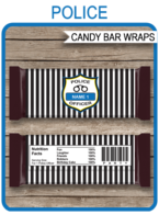 Police Hershey Candy Bar Wrappers | Birthday Party Favors | Personalized Candy Bars | Editable Template | INSTANT DOWNLOAD $3.00 via simonemadeit.com