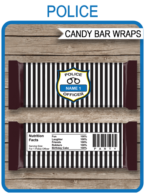 Police Hershey Candy Bar Wrappers | Birthday Party Favors | Personalized Candy Bars | Editable Template | INSTANT DOWNLOAD $3.00 via simonemadeit.com