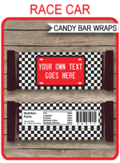 Race Car Hershey Candy Bar Wrappers | Birthday Party Favors | Personalized Candy Bars | Editable Template | INSTANT DOWNLOAD $3.00 via simonemadeit.com