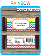 Rainbow Hershey Candy Bar Wrappers template