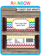 Chevron Rainbow Hershey Candy Bar Wrappers | Birthday Party Favors | Personalized Candy Bars | Editable Template | INSTANT DOWNLOAD $3.00 via simonemadeit.com