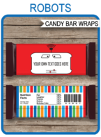 Robot Hershey Candy Bar Wrappers template