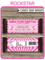 Pink Rockstar Hershey Candy Bar Wrappers | Birthday Party Favors | Personalized Candy Bars | Editable Template | INSTANT DOWNLOAD $3.00 via simonemadeit.com