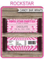 Rockstar Hershey Candy Bar Wrappers template – pink