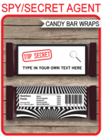 Spy or Secret Agent Hershey Candy Bar Wrappers template