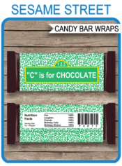 Sesame Street Hershey Candy Bar Wrappers | Birthday Party Favors | Personalized Candy Bars | Editable Template | INSTANT DOWNLOAD $3.00 via simonemadeit.com