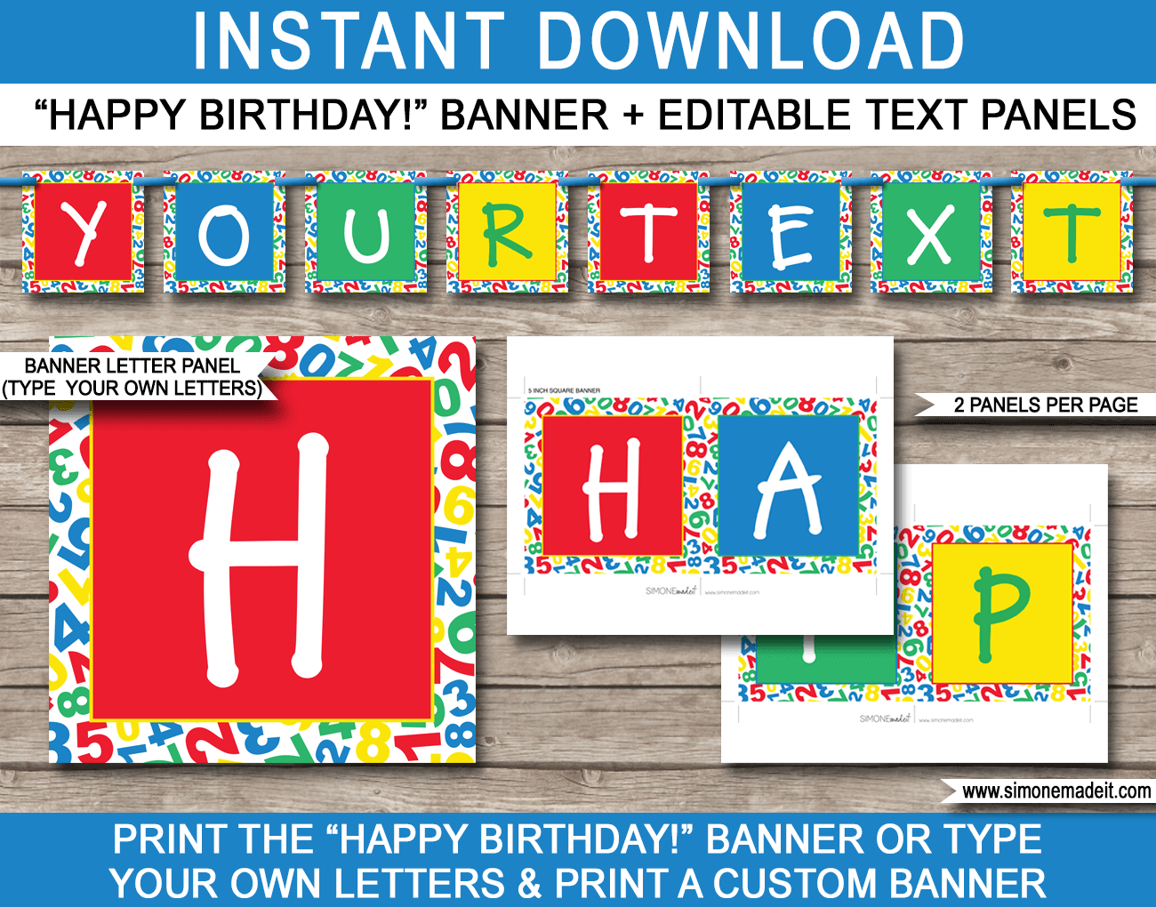 Sesame Street Party Banner Template - Happy Birthday Bunting - Editable and Printable DIY Template - INSTANT DOWNLOAD $4.50 via simonemadeit.com