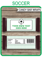 Printable Soccer Hershey Candy Bar Wrappers Template | Birthday Party Favors | Personalized Candy Bars | DIY Editable Text | INSTANT DOWNLOAD $3.00 via simonemadeit.com