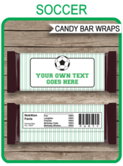 Printable Soccer Hershey Candy Bar Wrappers Template | Birthday Party Favors | Personalized Candy Bars | DIY Editable Text | INSTANT DOWNLOAD $3.00 via simonemadeit.com