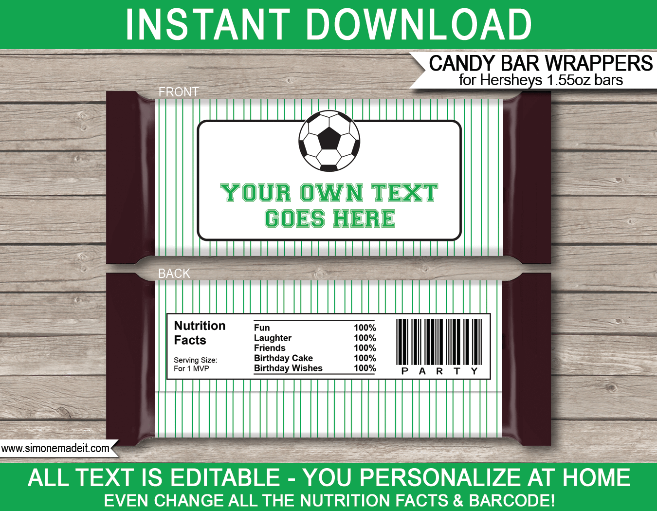Soccer Hershey Candy Bar Wrappers template Inside Candy Bar Label Template