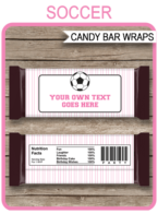 Soccer Hershey Candy Bar Wrappers template – pink