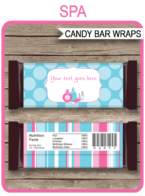 Spa Hershey Candy Bar Wrappers | Birthday Party Favors | Personalized Candy Bars | Editable Template | INSTANT DOWNLOAD $3.00 via simonemadeit.com