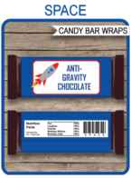 Space Hershey Candy Bar Wrappers | Rocket ship | Birthday Party Favors | Personalized Candy Bars | Editable Template | INSTANT DOWNLOAD $3.00 via simonemadeit.com