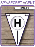 Spy Secret Agent Party Banner template – purple